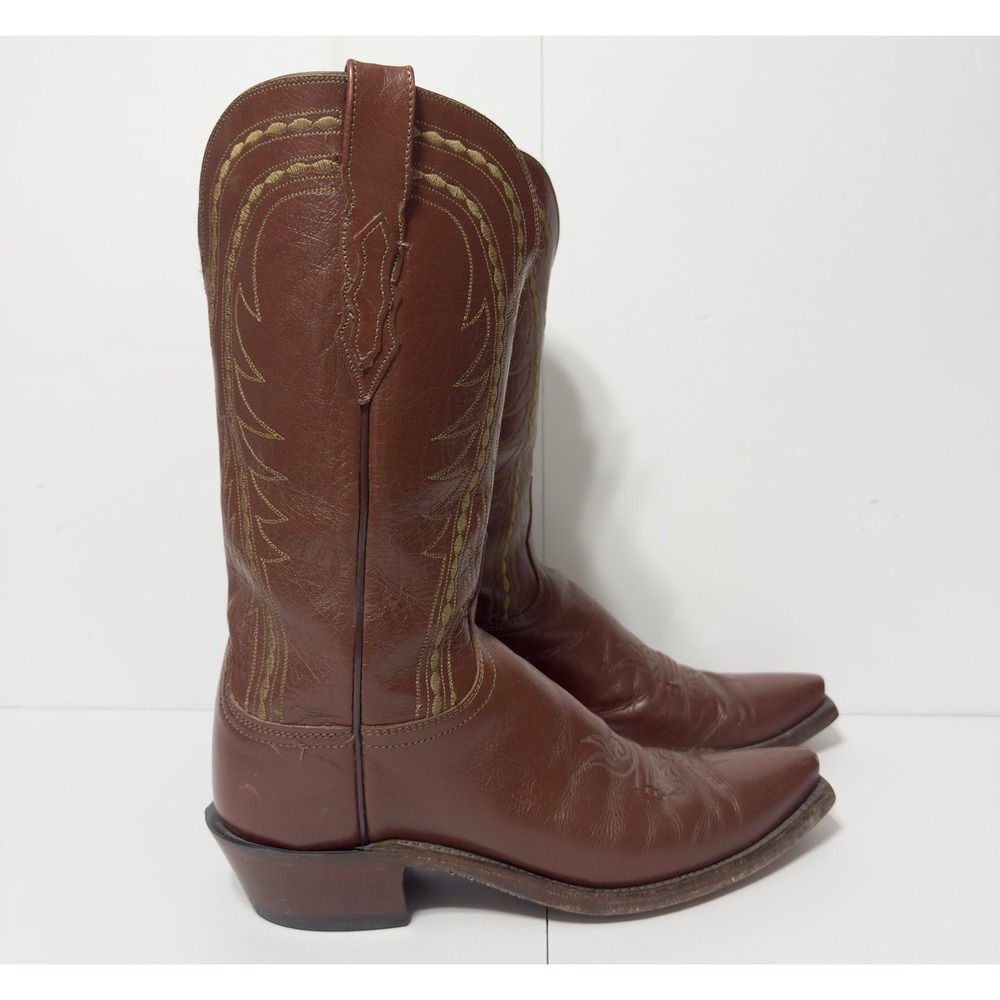 Lucchese 1883 Womens Snip Toe Cowhide Red Leather Boot 9 N820054 Cowgirl Western - Picture 2 of 9